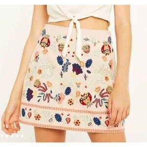 Urban Outfitters light pink floral embroidered mini skirt size S